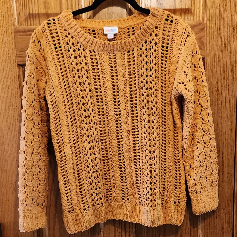LuLaRoe Mustard Open Knit Sweater